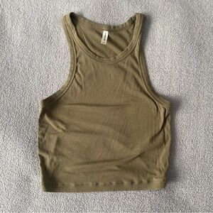 ARITZIA SUNDAY BEST Ribbed Honor Tank Top in Olive Green Brown